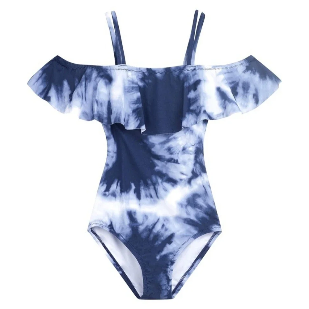 Kanu Surf Girls Peggy UPF 50+ Beach Sport Off Shoulder One Piece Swimsuit‎ Sz 4T